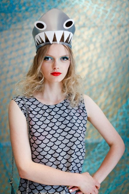 Tatty Devine shark headpiece at London Fashion Week