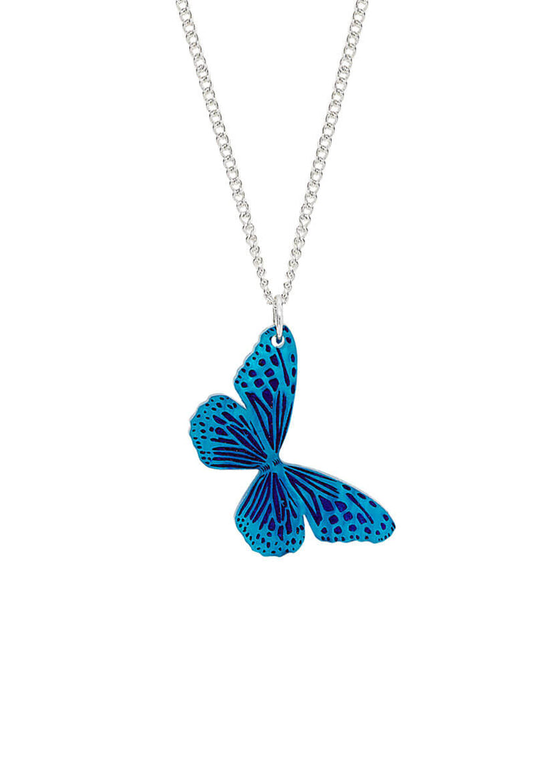 Blue butterfly pendant necklace