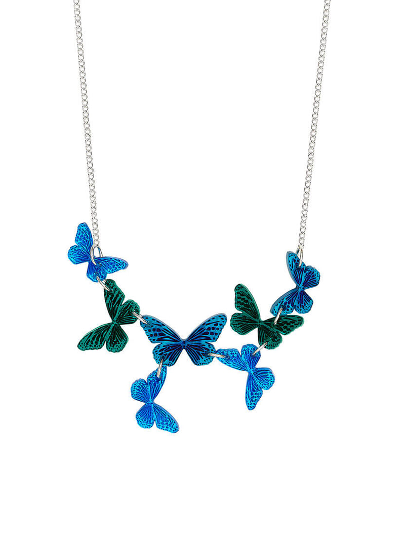 Blue Butterflies Necklace - Acrylic Costume jewellery