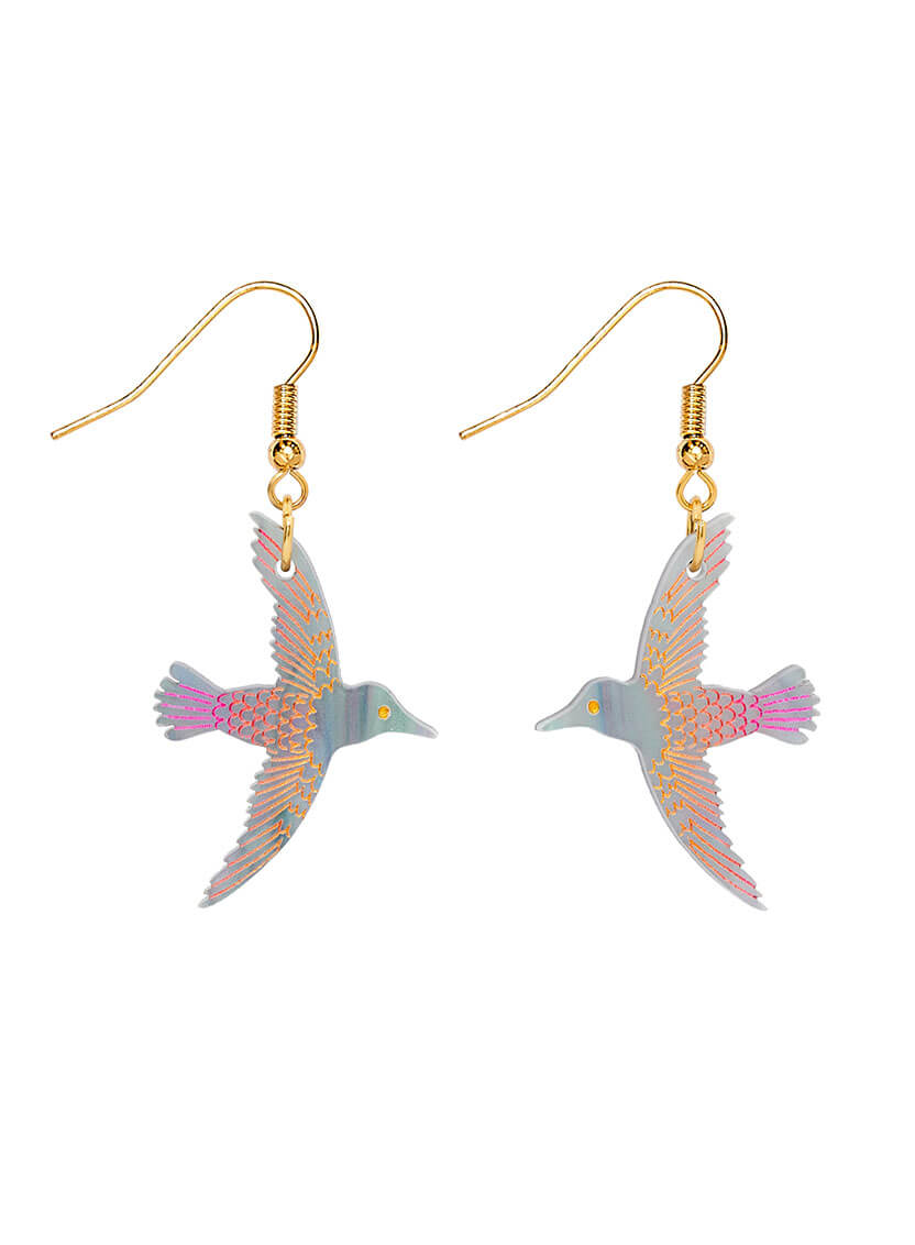 Hummingbird Earrings - Purple