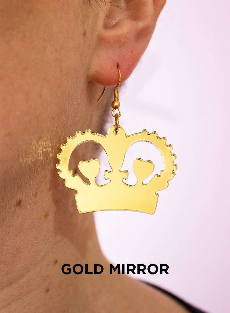 Large Crown Charm Earrings