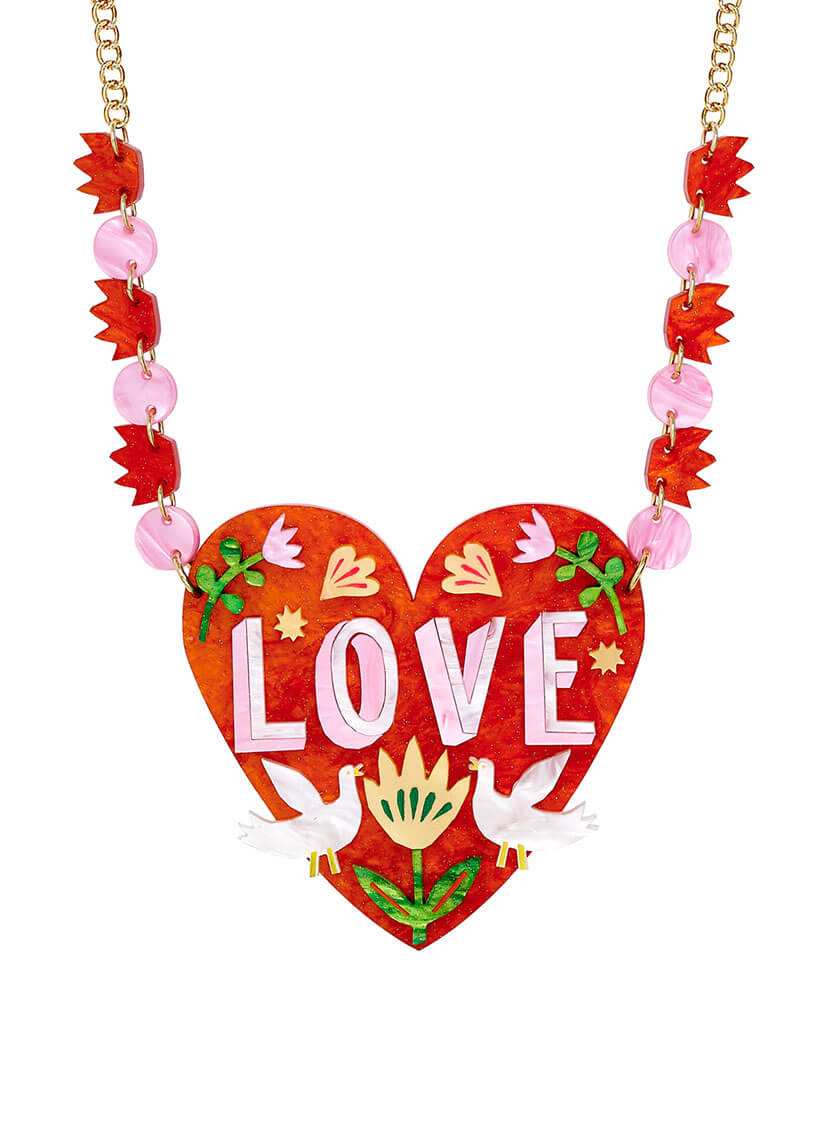 Love Heart Statement Necklace The Printed Peanut