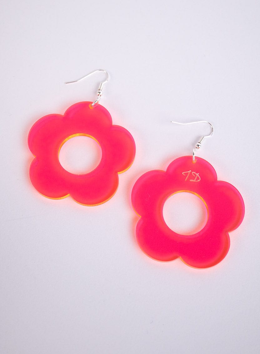 Tatty Devine Big Flower Charm Earrings - Electric Pink