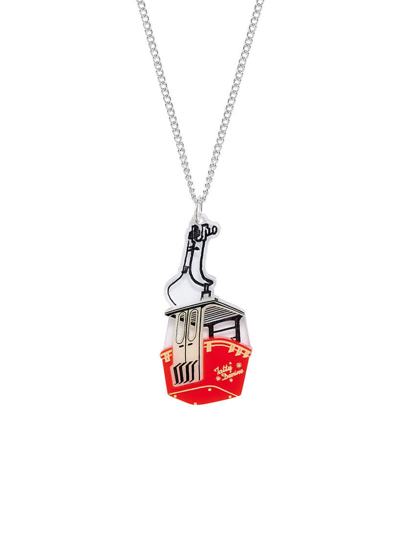 Red Cable Car Pendant made from recycled acrylic