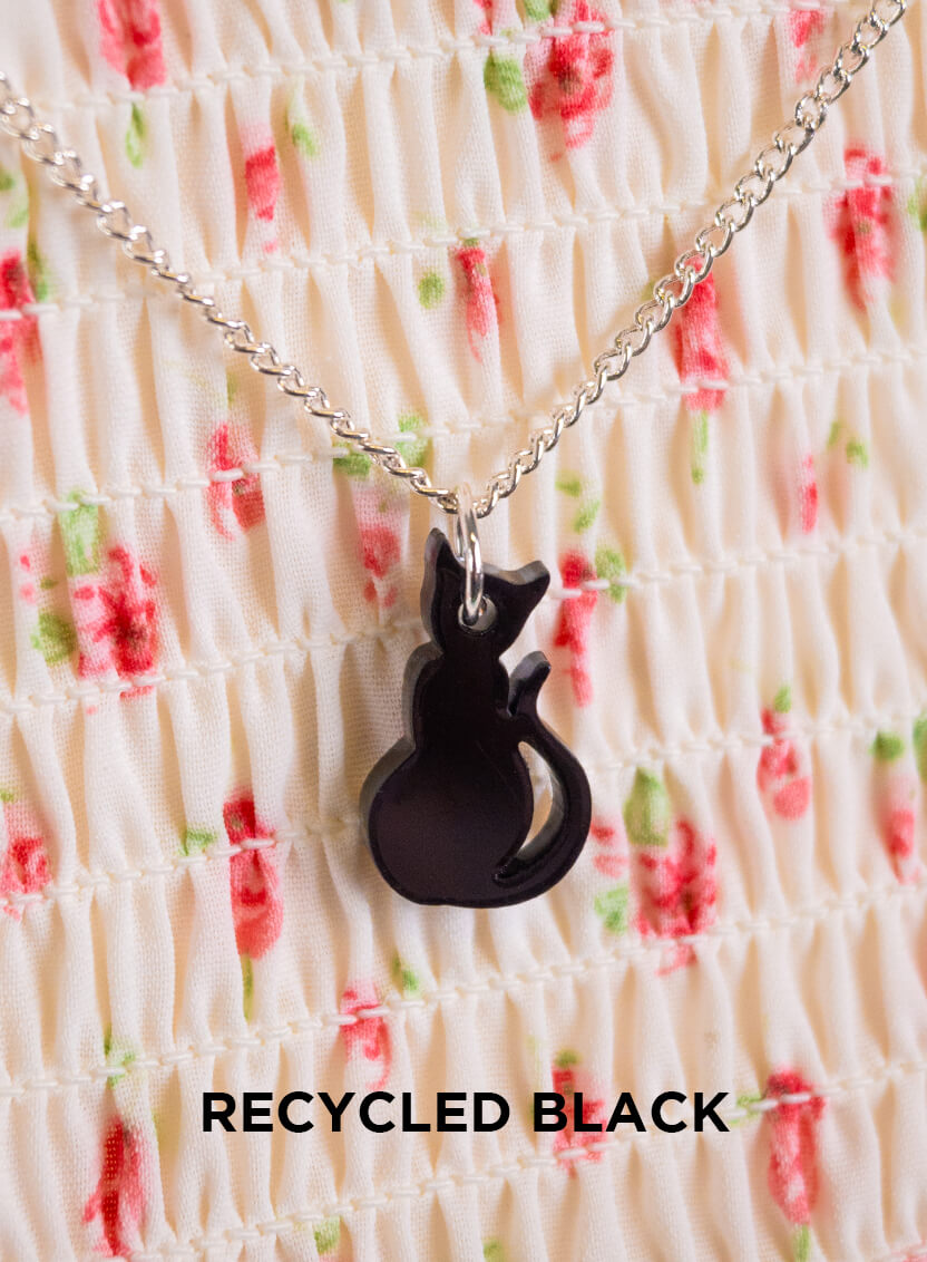 Black Cat Necklace made from 100% recycled acylic