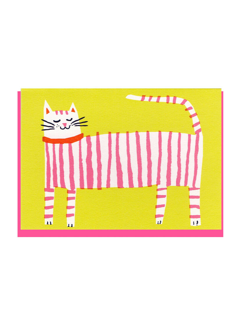 The Printed Peanut - Stripey Cat Card