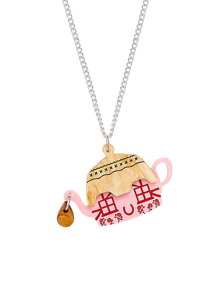 Cottage Teapot Pendant on a white background