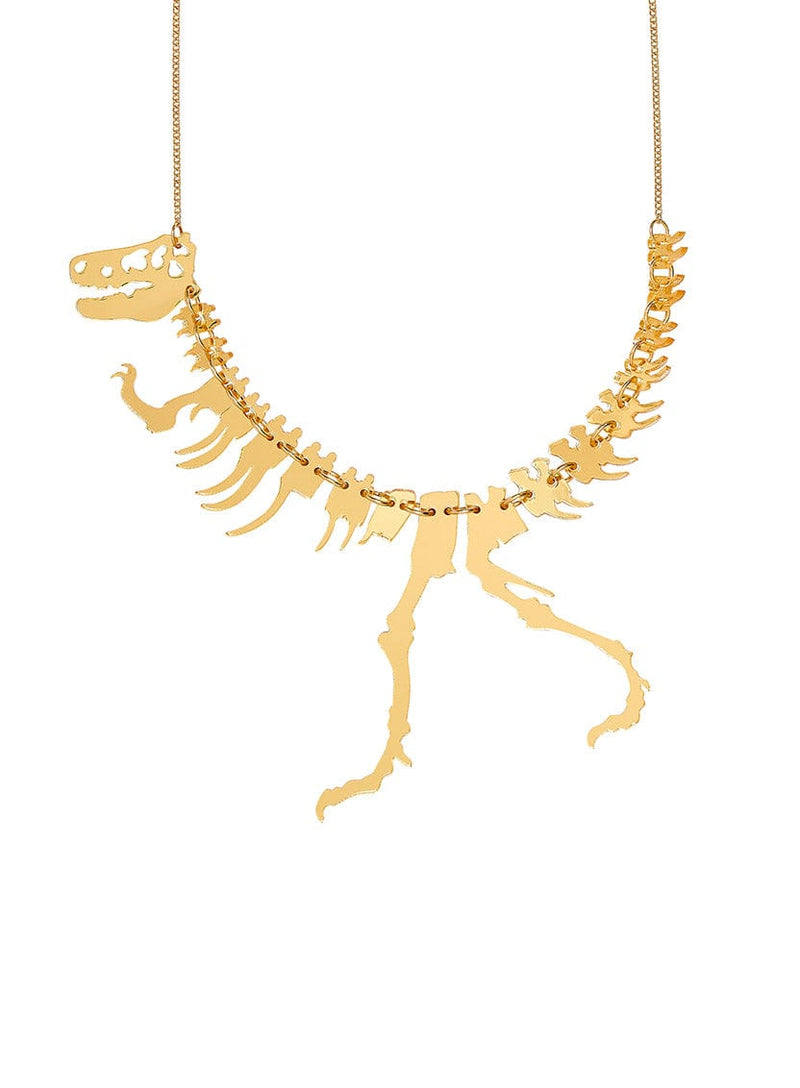 Gold Mirror Dinosaur Skeleton Necklace by Tatty Devine