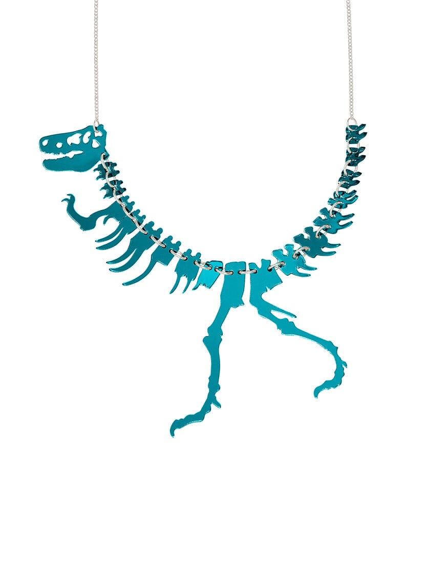 Tatty Devine Dinosaur Necklace - Mirror Teal