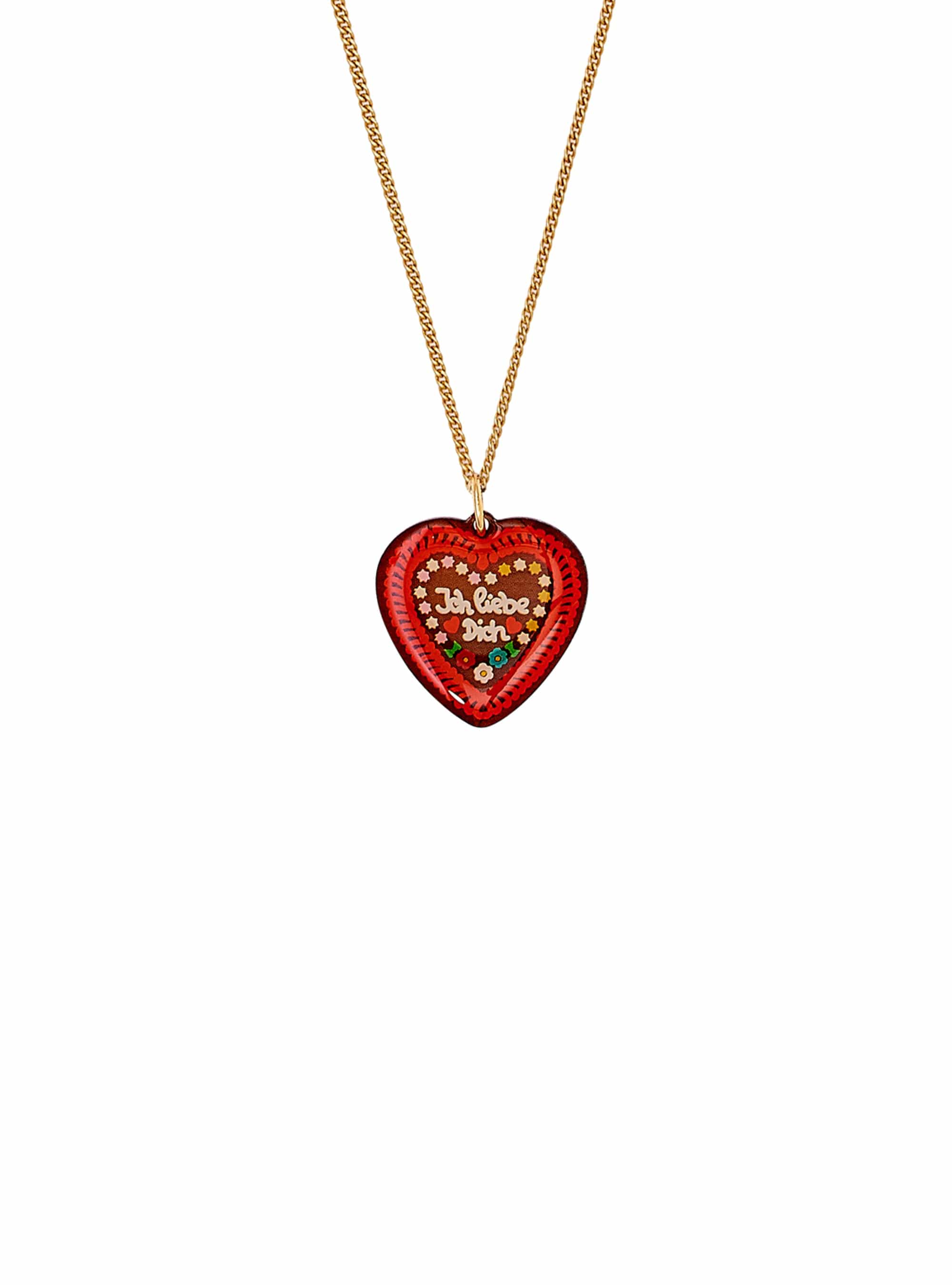 Tatty Devine Enamel Gingerbread Heart Necklace