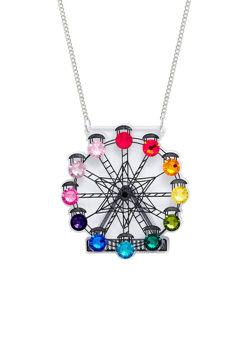 Ferris Wheel Necklace studded with multi coloured crystals