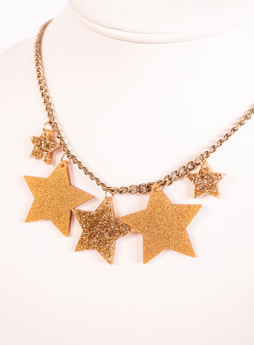 Tatty Devine Five Star Necklace - Glitter Gold