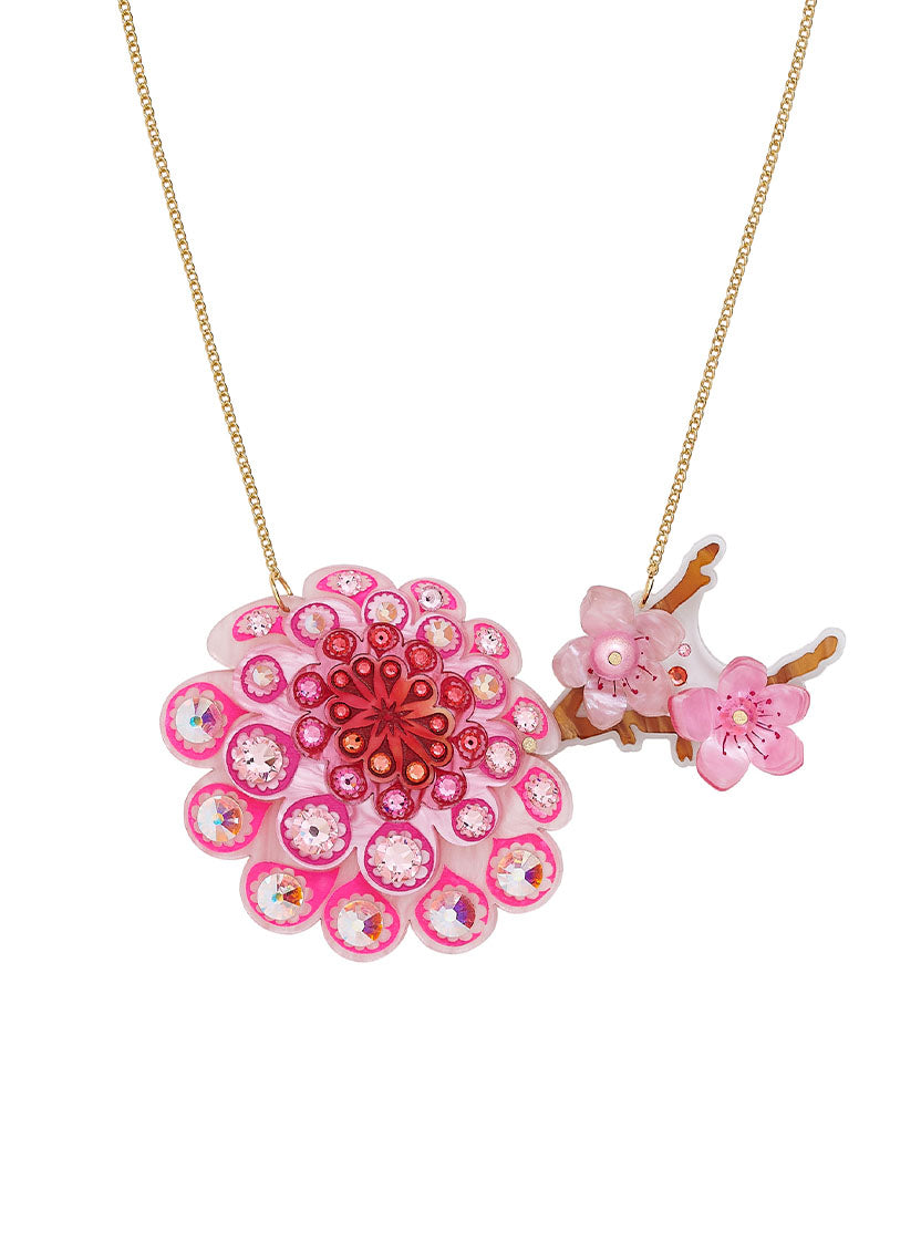 Pink Flower Arranging Blossom Necklace