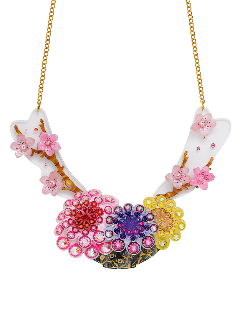 Flower Arranging Blossom Statement Necklace handmade from acrylic