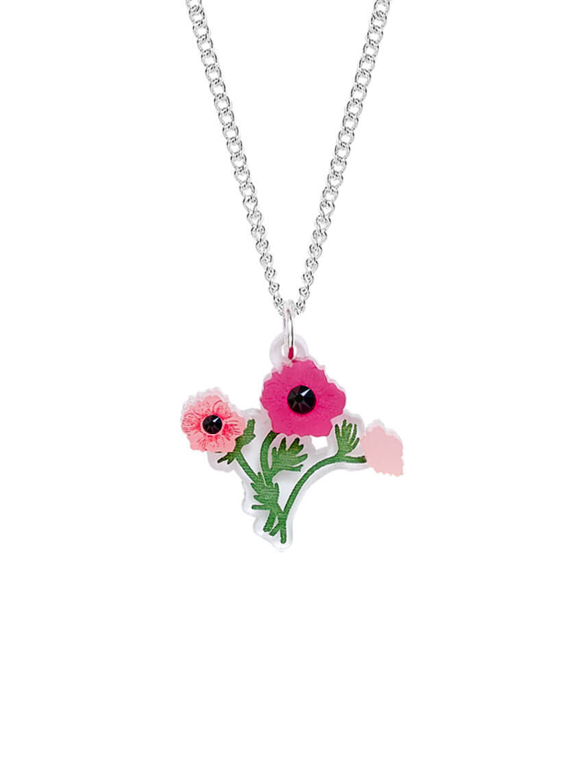 Pink flower bouquet necklace made from acrylic