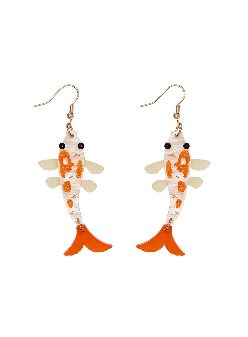 Goldfish Earrings made from Orange and Pearl Acrylic