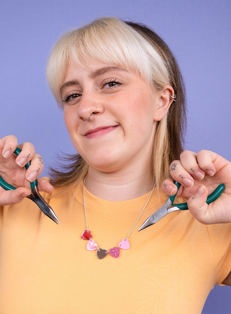 Mini Heart Bunting Necklace jewellery making workshop by Tatty Devine