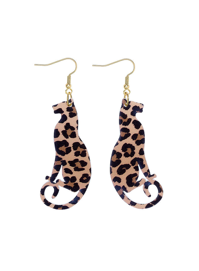 Leopard Cat Earrings made from acrylic