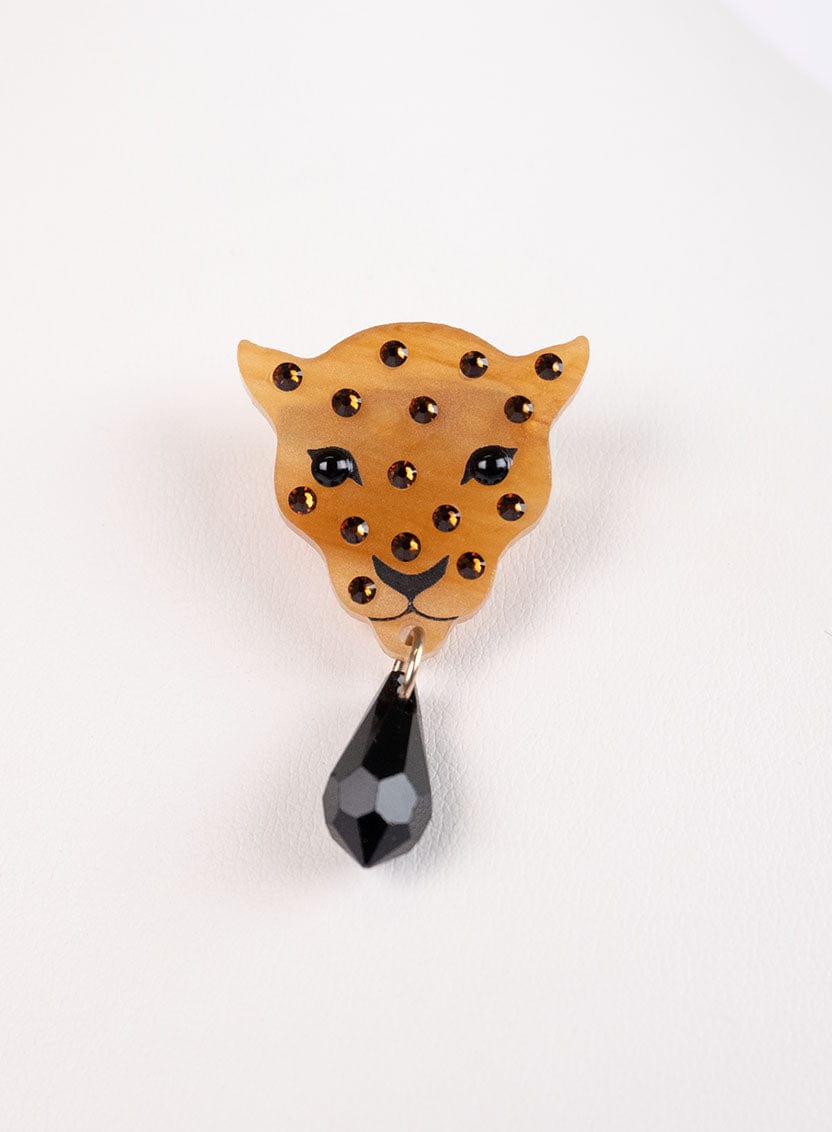 Tatty Devine Leopard Head Small Brooch - Caramel