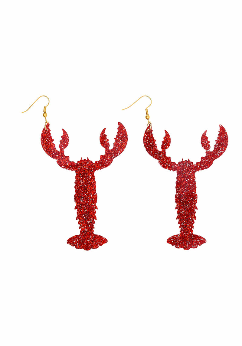 Tatty Devine Lobster Earrings - Glitter Red