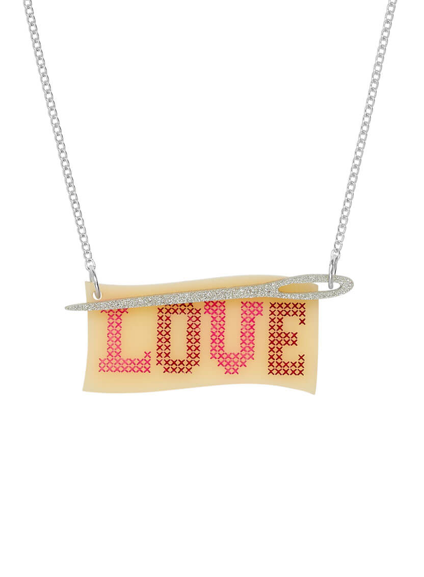 Love Cross Stitch Necklace