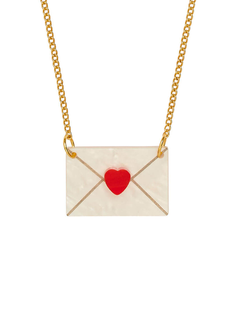 Love Letter Envelope Necklace with Heart Charm