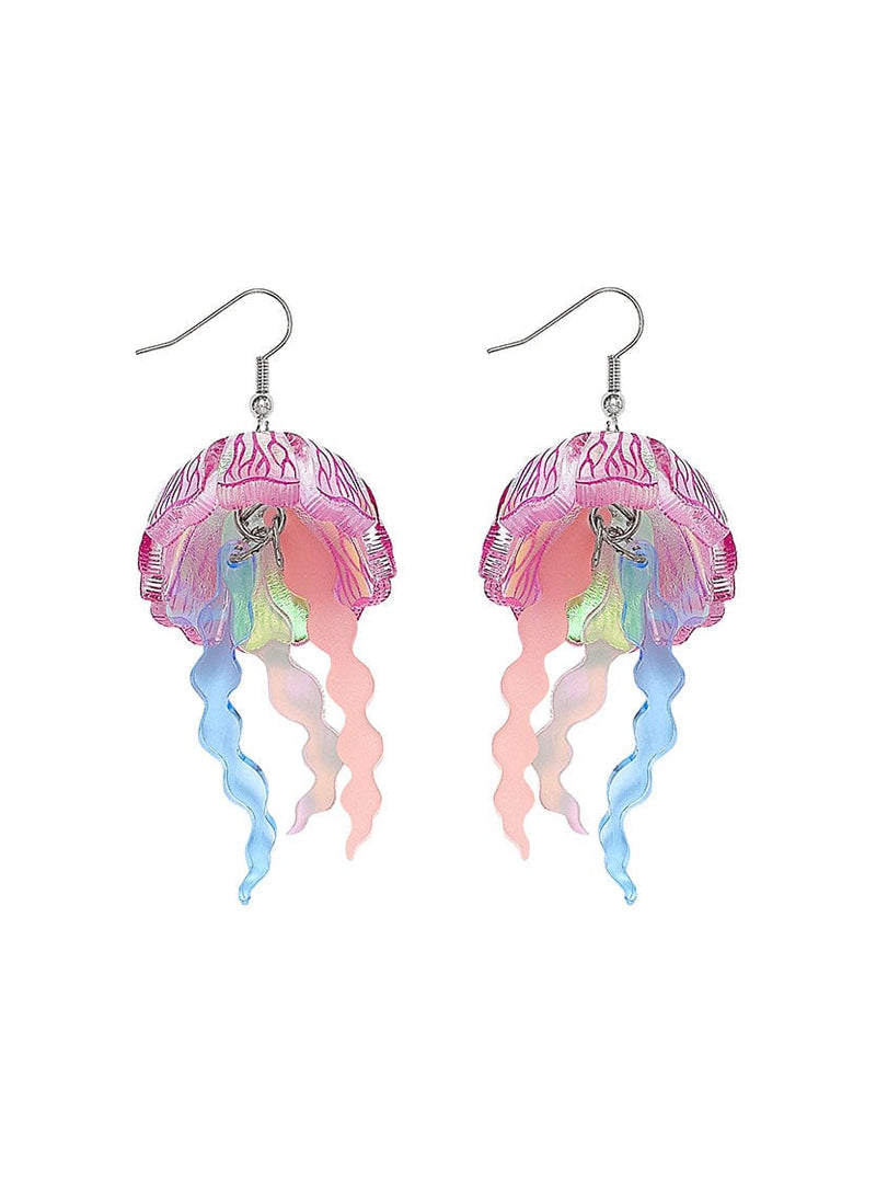 Pink Iridescent Moon Jellyfish Earrings