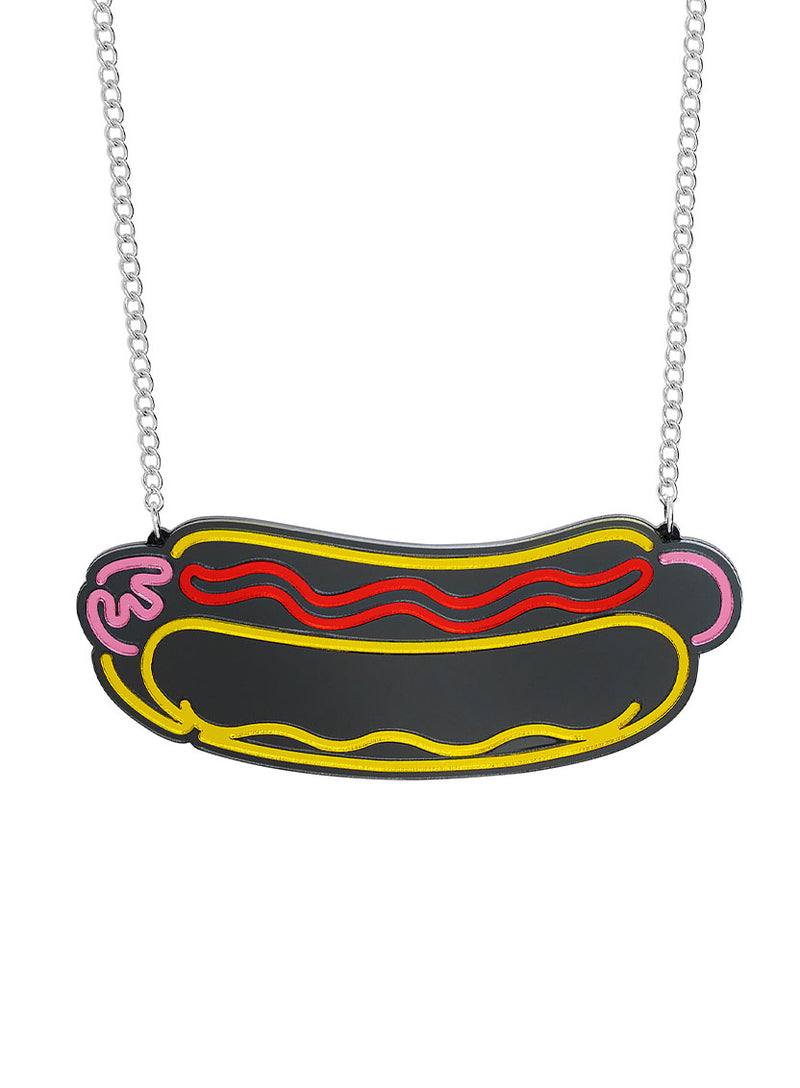 Neon Lights Hot Dog Necklace made from acrylic