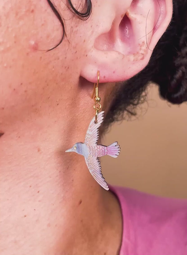 Hummingbird Earrings - Purple