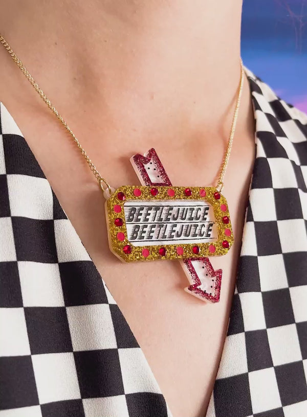 Beetlejuice Beetlejuice Sign Necklace