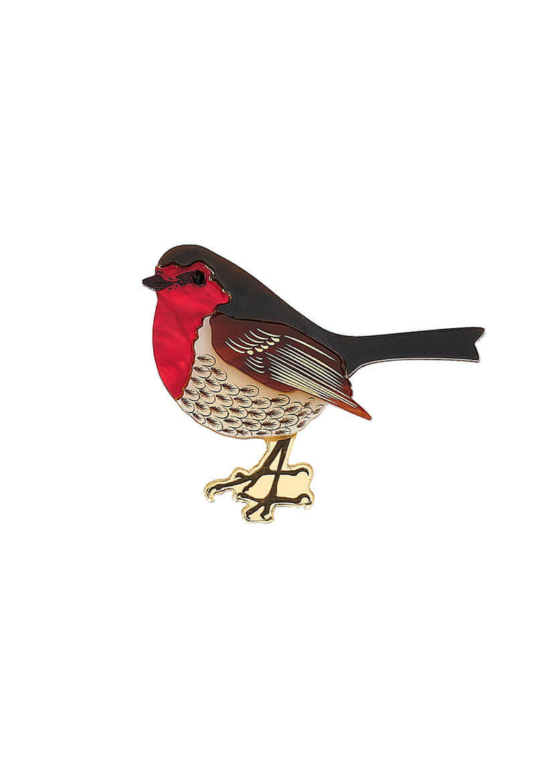 Festive Robin Redbreast Brooch mad from acrylic