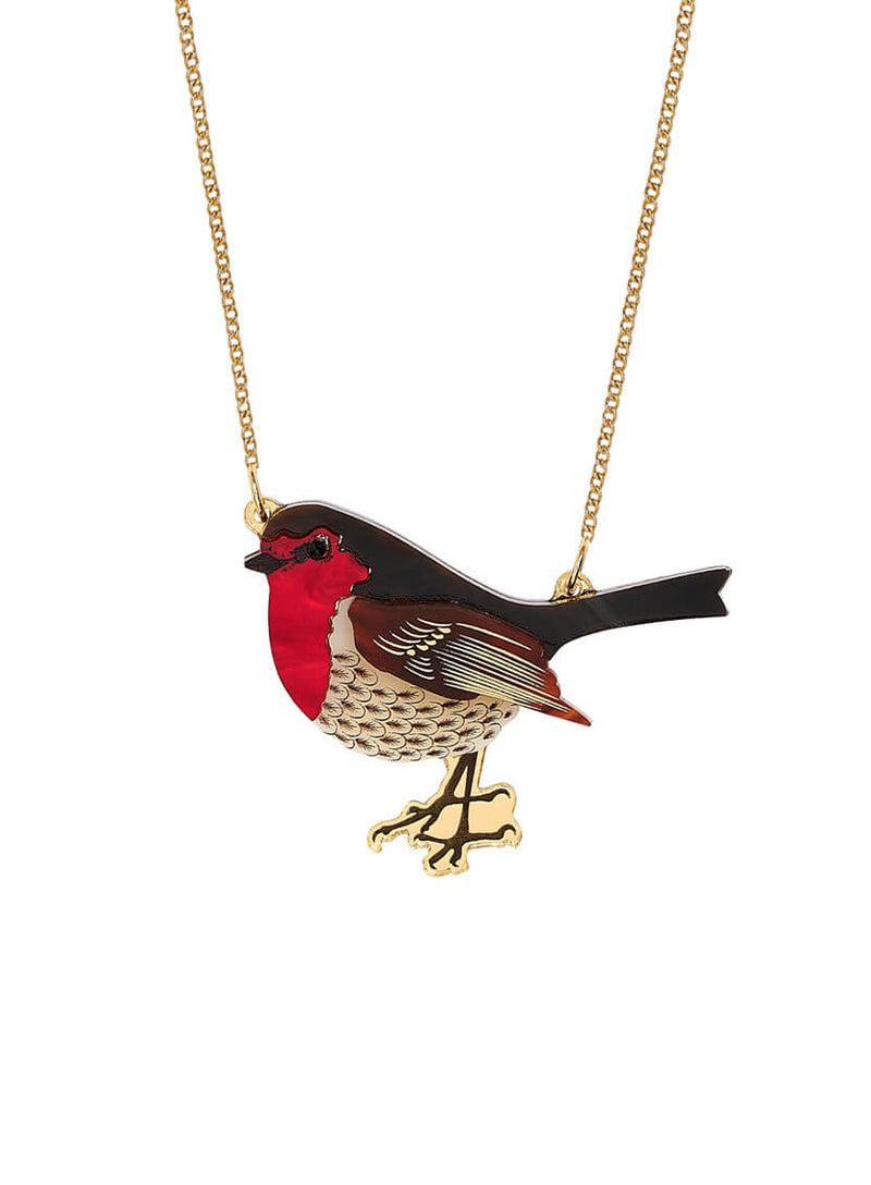 Christmas Robin Redbreast Necklace made from acrylic