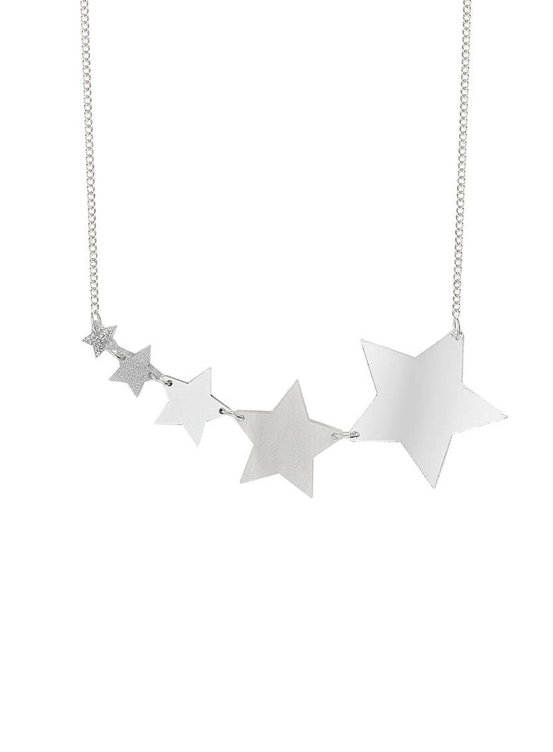 Shooting Star Necklace made from Silver Mirror and Glitter acrylic