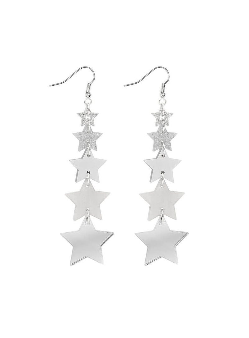 Silver Shooting Star Drop Earrings made from acrylic