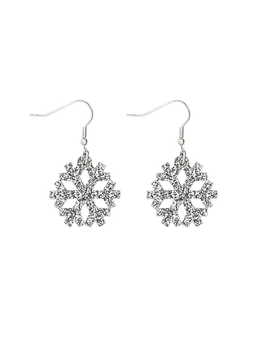 Tatty Devine Snowflake Earrings - Glitter Silver