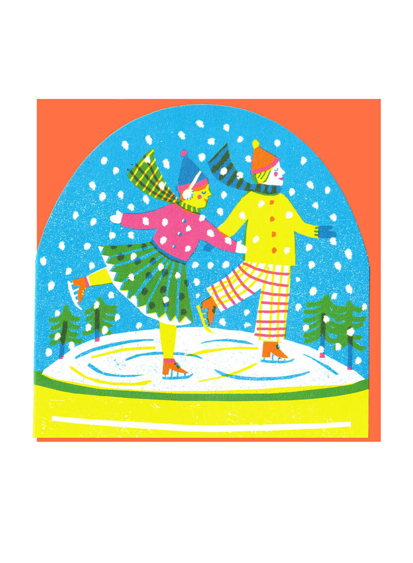 Ice Skaters Christmas Card