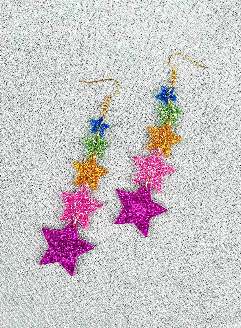 Bold top Rainbow Earrings - Star Earrings - Hypoallergenic Earrings