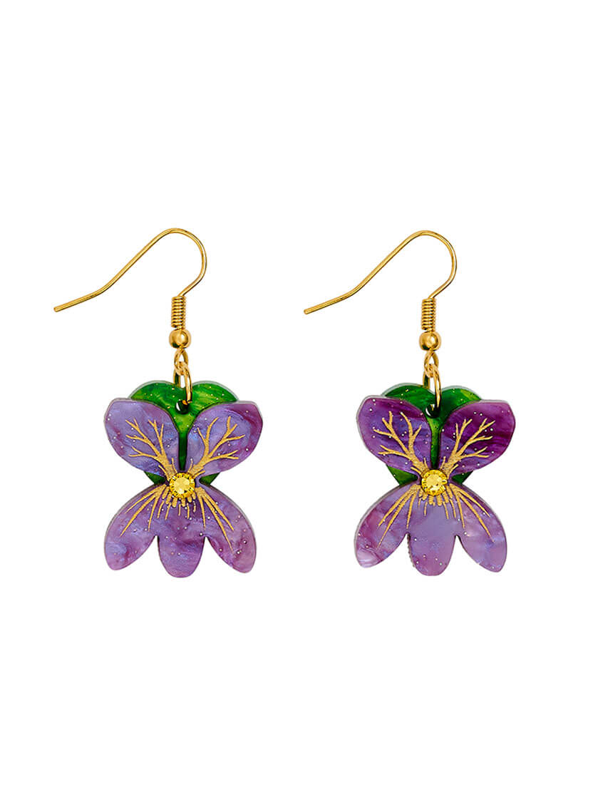 Sweet Violet Flower Earrings