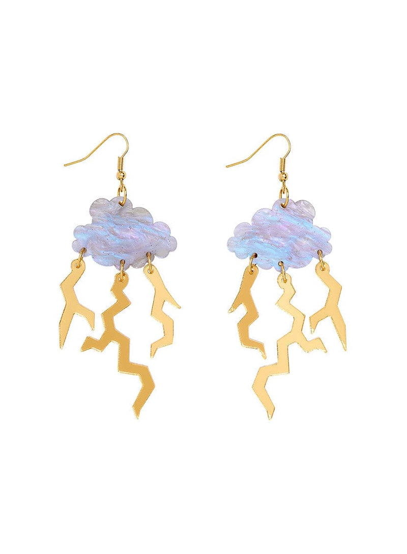 Tatty Devine Thunderstorm Cloud Earrings - Gold - NEW