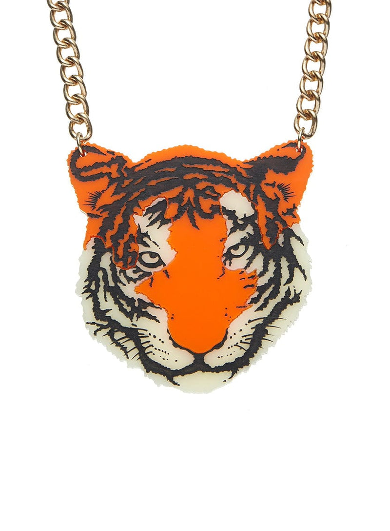 Statement Tiger Necklace made from Orange Recycled Acrylic