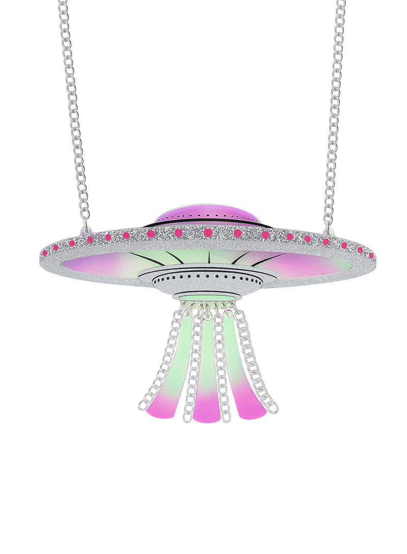 UFO Necklace made from iridescent acrylic