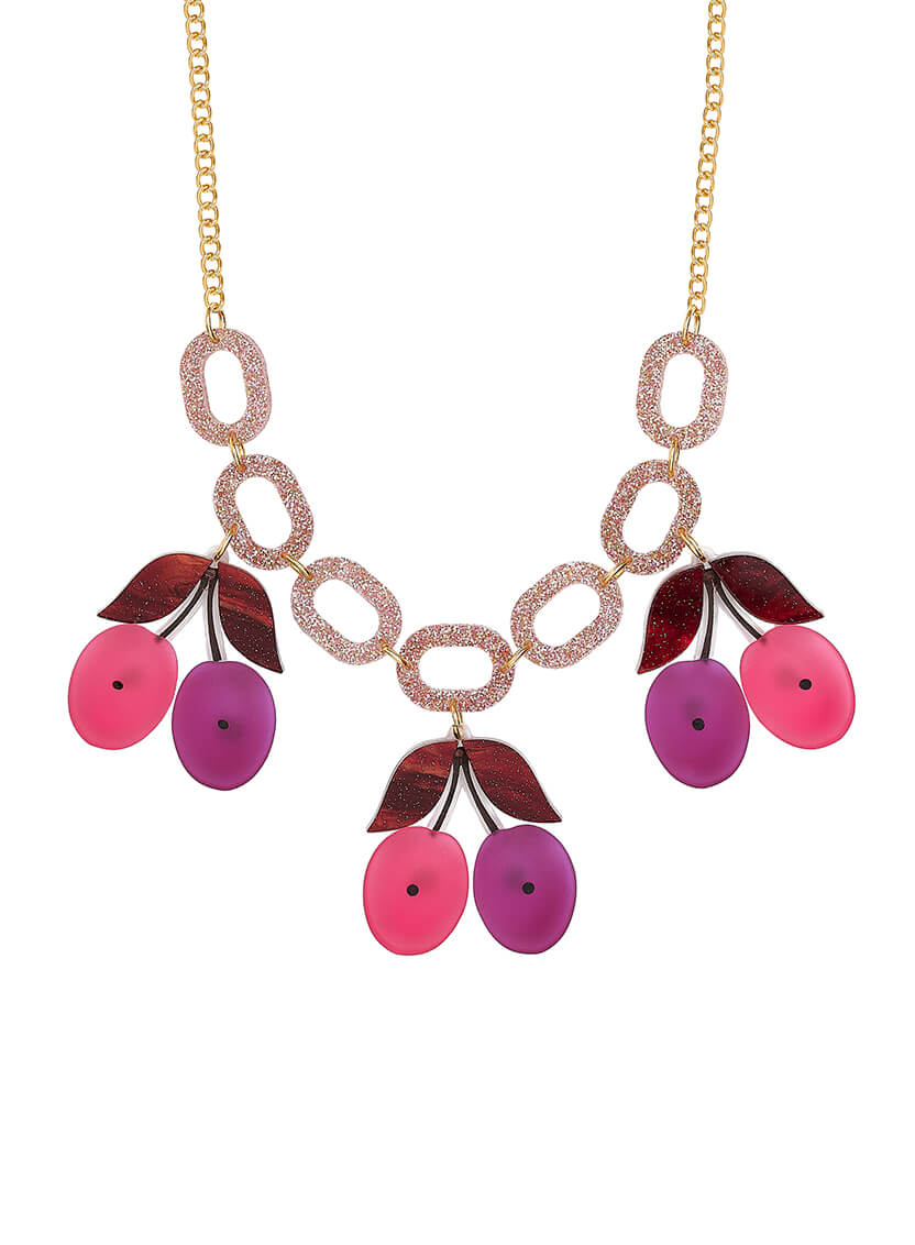 Victoria Plum Statement Necklace made with frost and glitter acrylics