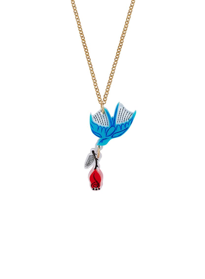 Tatty Devine Western Rose and Swallow Pendant