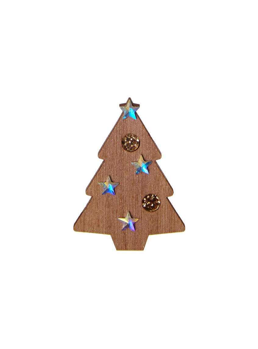 Tatty Devine Wooden Christmas Tree Brooch